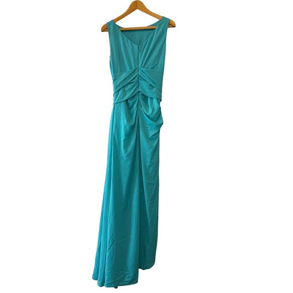 Talbot Runhof NWT Turquoise Gobhan Draped Sleeveless Formal Gown Dress Size 4 - Picture 4 of 10